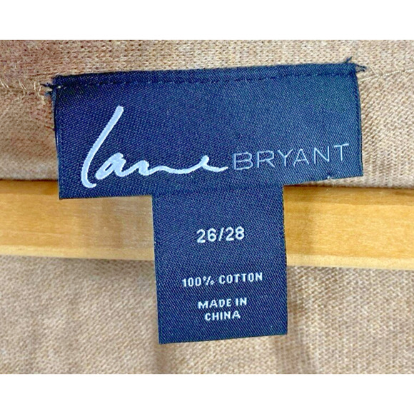 Lane Bryant 26/28 4X Cardigan Sweater Tan Brown 1/2 Zip Cotton Preppy Coastal - Picture 7 of 9
